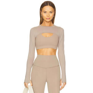 Splits 59  Airweight Cropped Shrug Top Long Sleeve latte size S NWT $88msrp